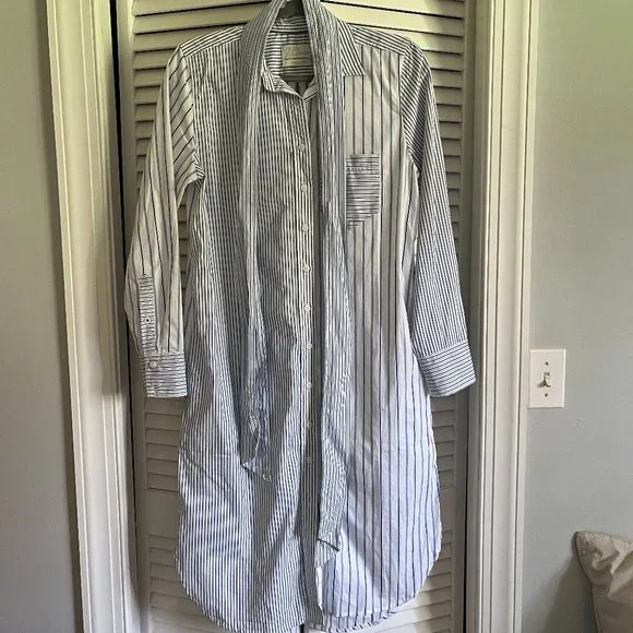 J. Crew Classic-fit cotton poplin shirtdress in mixed stripe Blue & White Size 2 - Picture 5 of 14